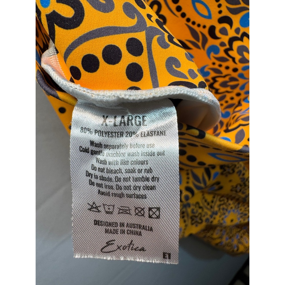 Exotica Athletica Yellow Blue Mandala Paisley High Waist Leggings Pocket XL - Picture 5 of 6